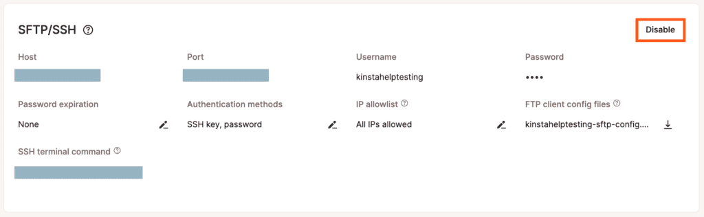 Desactivar el acceso SFTP/SSH.