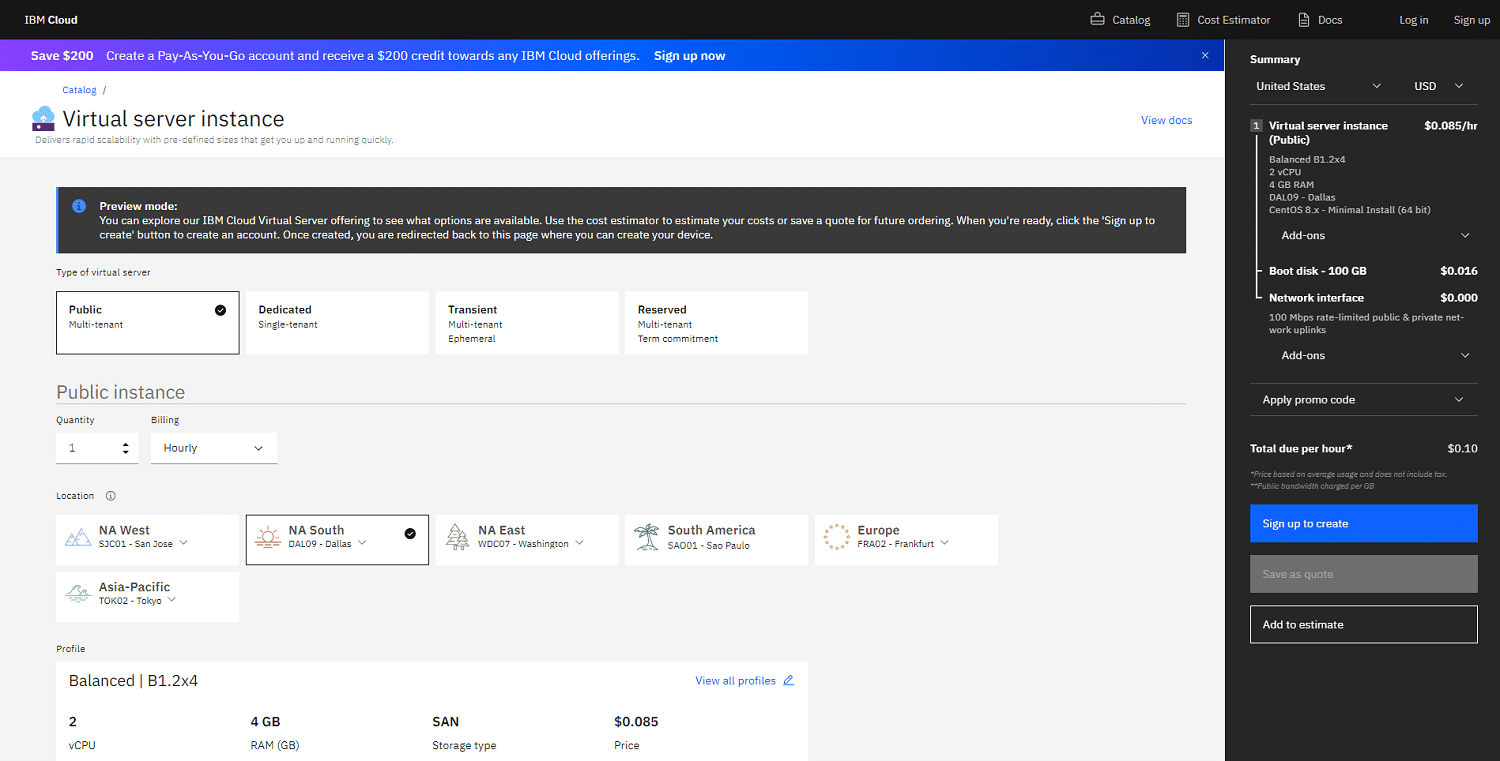 IBM Cloud Virtual Server Preise