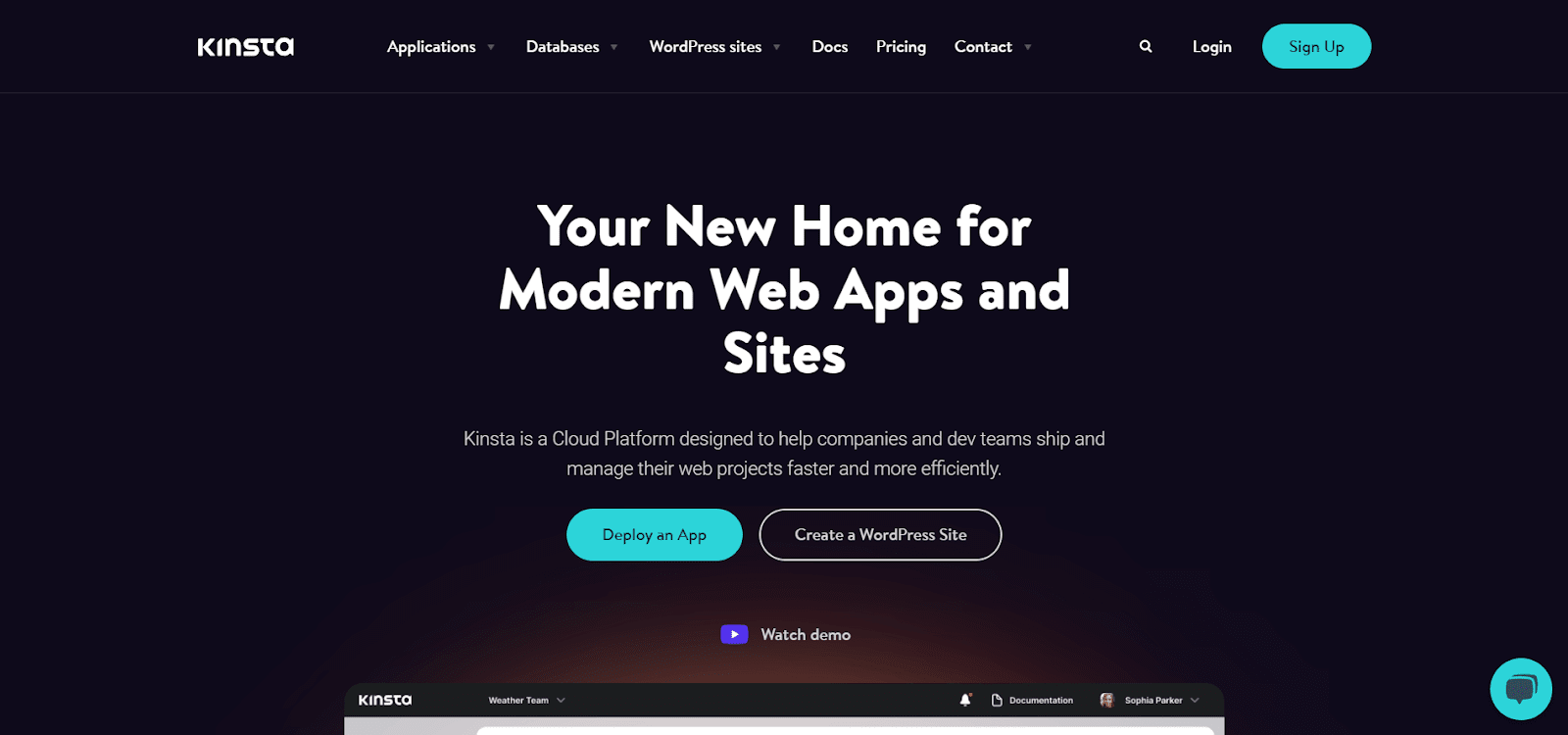 Über der Falz auf der Kinsta-Startseite